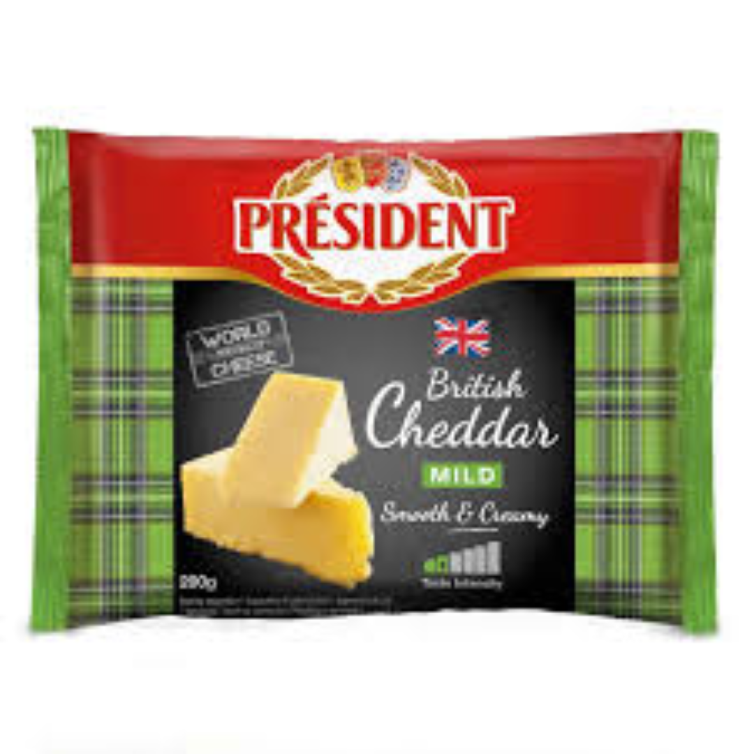 PRESIDENT CHEDDAR MILD WHITE 200G